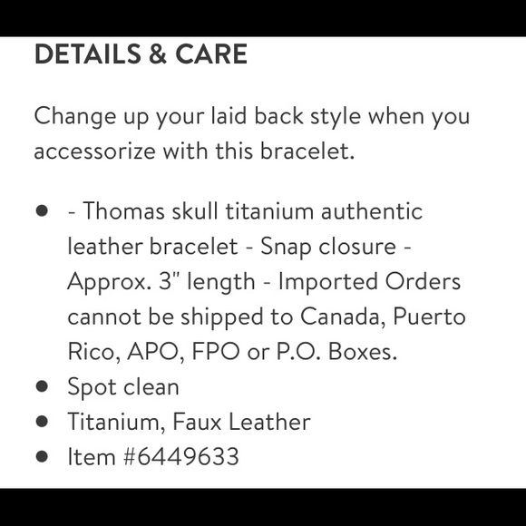Eye Candy Thomas Skull Titanium Leather Bracelet - Picture 2 of 5